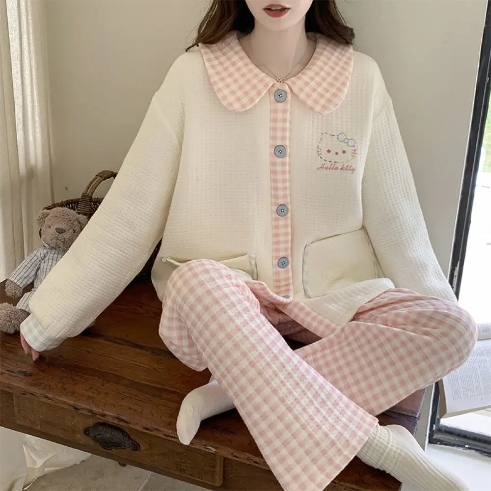 エアコットン インサート パジャマ 女性 秋冬 厚手 ドールカラー 長袖 セット かわいい カートゥーン ルームウェア ID2771 タイプ⑦ / M レディース＞セットアップ