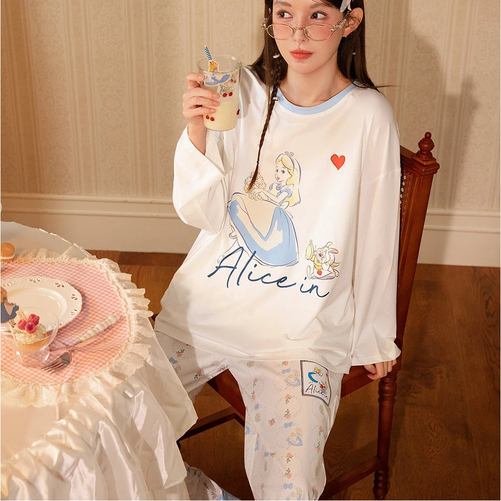 アリス 長袖 パジャマ レディース 上下セット セットアップ 可愛い キャラクター ルームウェア セット 大人可愛い プレゼント ID4314