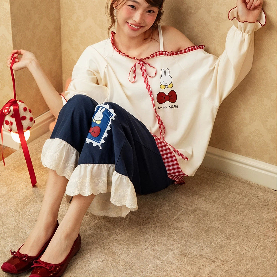 【ギフト】ミッフィー 配色 デザイン感 パジャマ レディース 長袖 やわらか 肌触り かわいい キャラクター 春秋 ルームウェア おうち時間 快適 リラックス セットアップ 部屋着 おすすめ ギフト ID4231