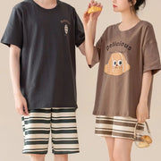 ID1520 防ダニ 抗菌 ペア 夏 オーガニックコットン パジャマ レディース メンズ ルームウェア 半袖 2点セット