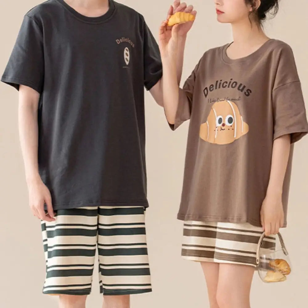 ID1520 防ダニ 抗菌 ペア 夏 オーガニックコットン パジャマ レディース メンズ ルームウェア 半袖 2点セット