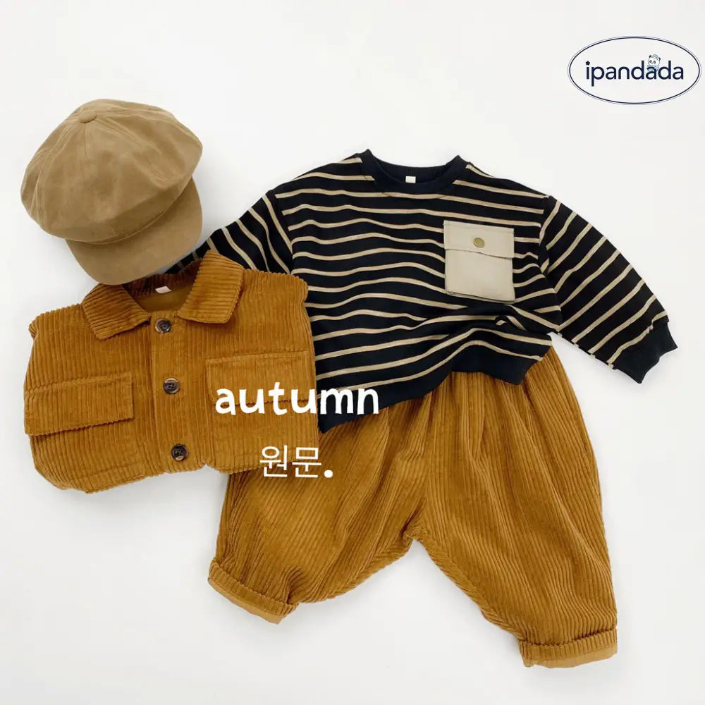 ファッション シンプル 子ども ストライプ スウェット 春 新作 ラグラン袖 オーバーサイズ 丸首 韓国風 男女兼用 ベビー キッズ 上着 ID3990 ベビー＆キッズ＞キッズ