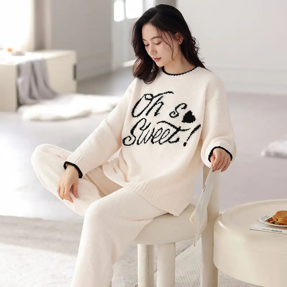 ファッション ソフト フワフワ フリース 女性 冬 新作 起毛 厚手 ストレッチ レディース 家庭用ウェア 秋冬用 ID3653 ホワイト / M