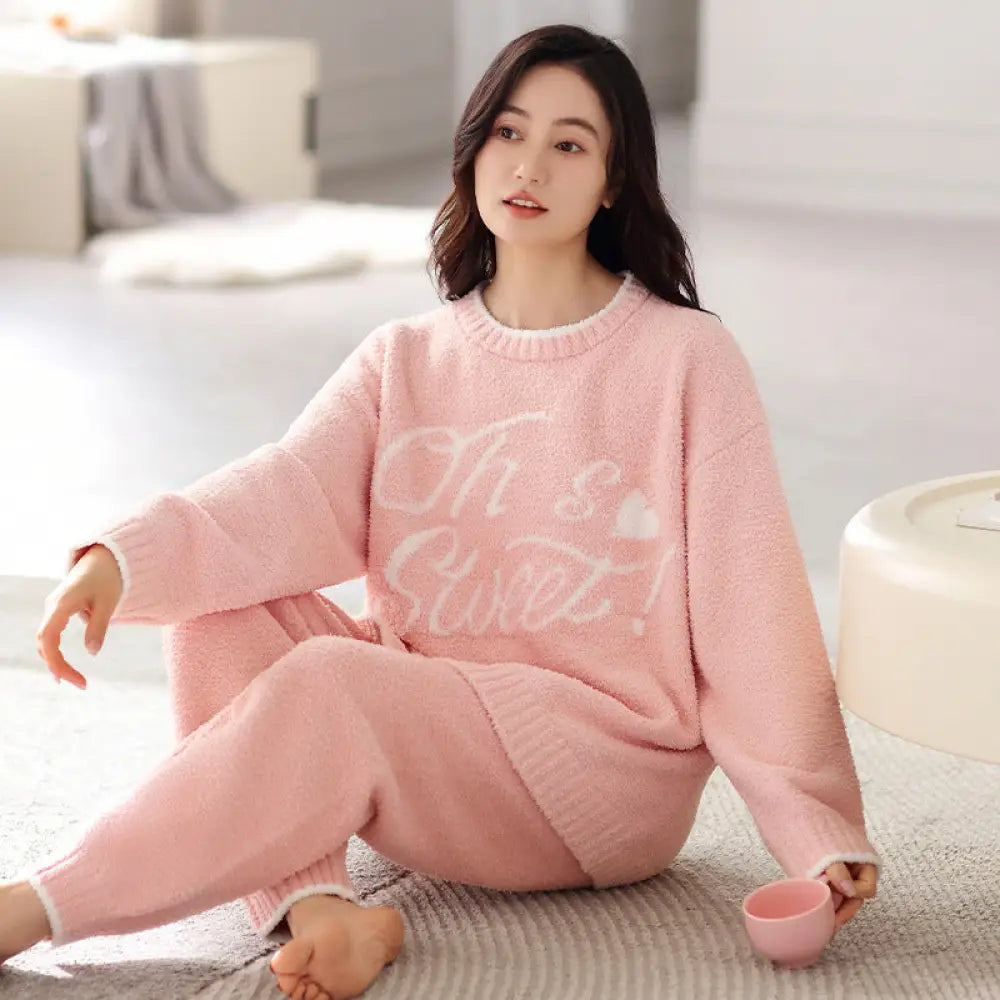 ファッション ソフト フワフワ フリース 女性 冬 新作 起毛 厚手 ストレッチ レディース 家庭用ウェア 秋冬用 ID3653 ピンク / M