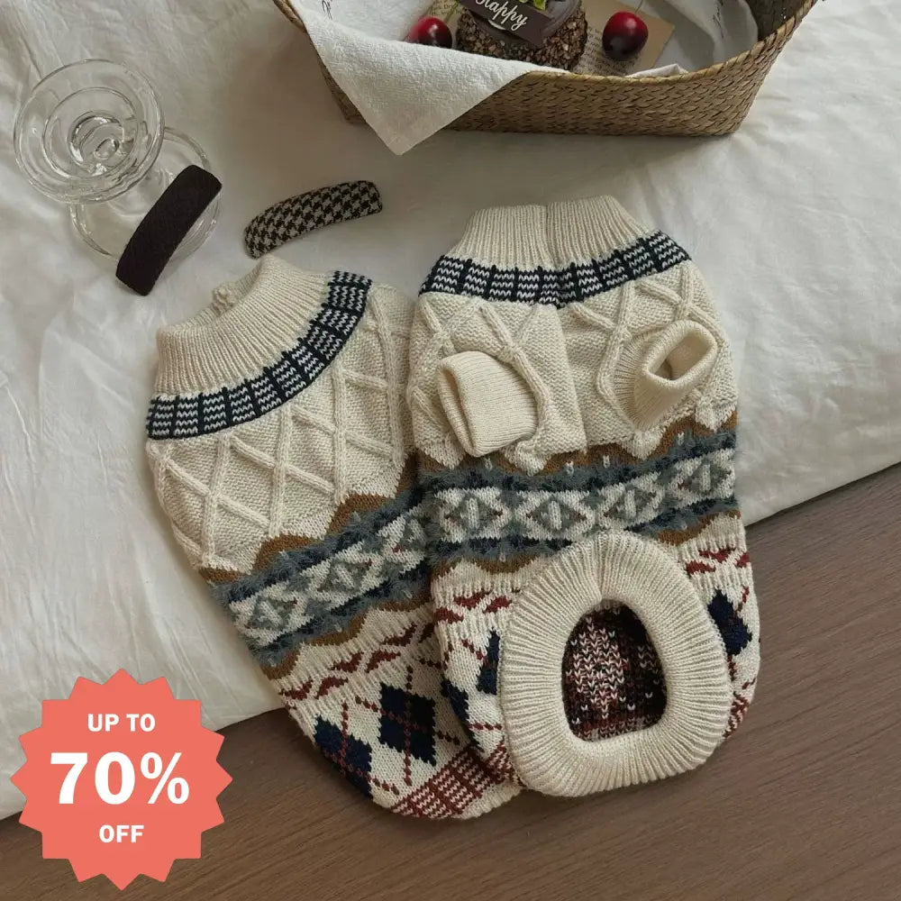 フェアアイルセーター トップス ニット セーター ドッグウェア お散歩 ホリデー ペット服 韓国風 ペット用品 秋冬 あたたかい かわいい ペット用品＞ウェア