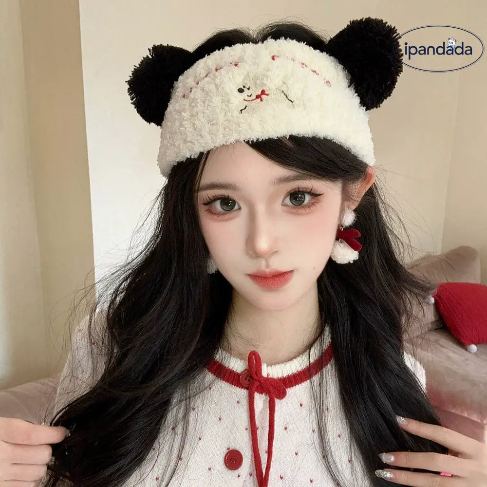 幅広 コーラルフリース 洗顔用 ニット ヘアバンド 産後 四季対応 ヘッドウォーマー 防寒 保温 かわいい ID2398