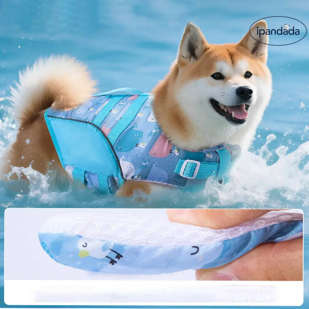 ID1181 犬用 ライフジャケット 夏物 柴犬 トイプードル 中小型犬兼用 水遊び 浮力補助 SG基準 通気メッシュ 子犬対応 着脱簡単 2色展開 イエロー ネイビー ペット用品＞おもちゃ