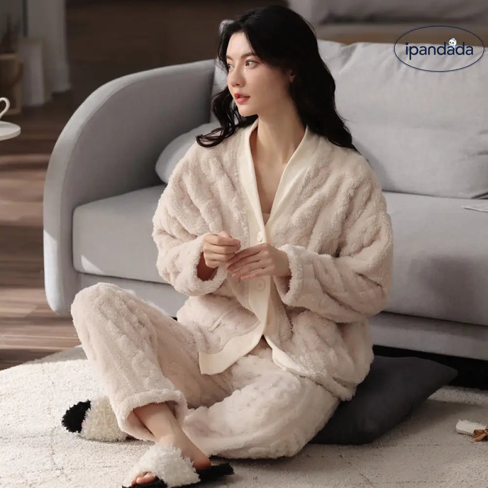 フランネル ペアルック パジャマ 冬用 大きいサイズ コーラルフリース ルームウェア セットアップ ID3827