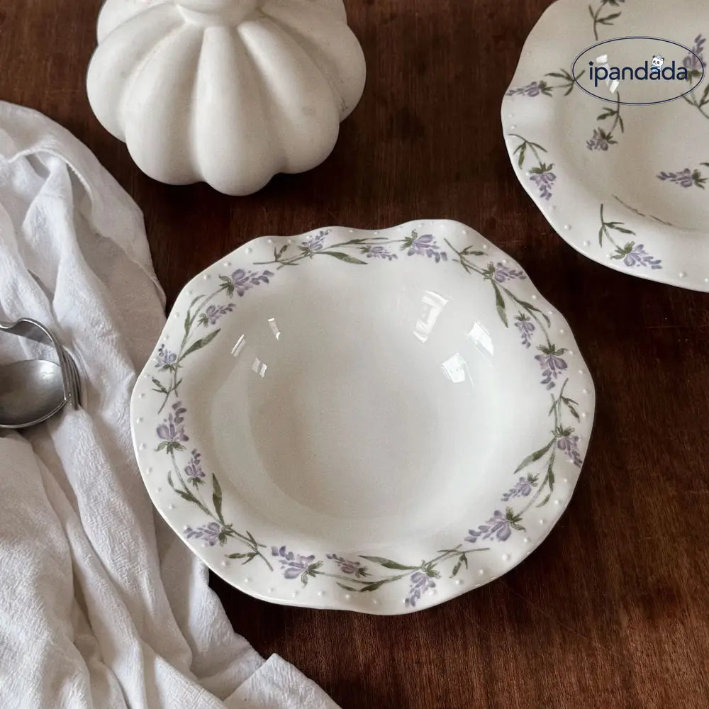 フレンチ ラベンダー セラミック プレート サラダ プレート フルーツ プレート スープ プレート ディープ プレート 家庭用 パスタ プレート ID2879