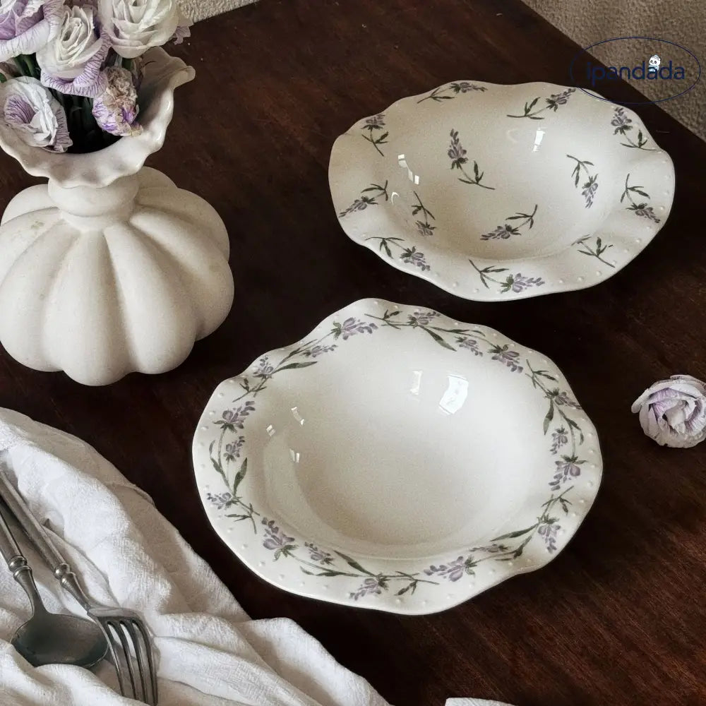 フレンチ ラベンダー セラミック プレート サラダ プレート フルーツ プレート スープ プレート ディープ プレート 家庭用 パスタ プレート ID2879