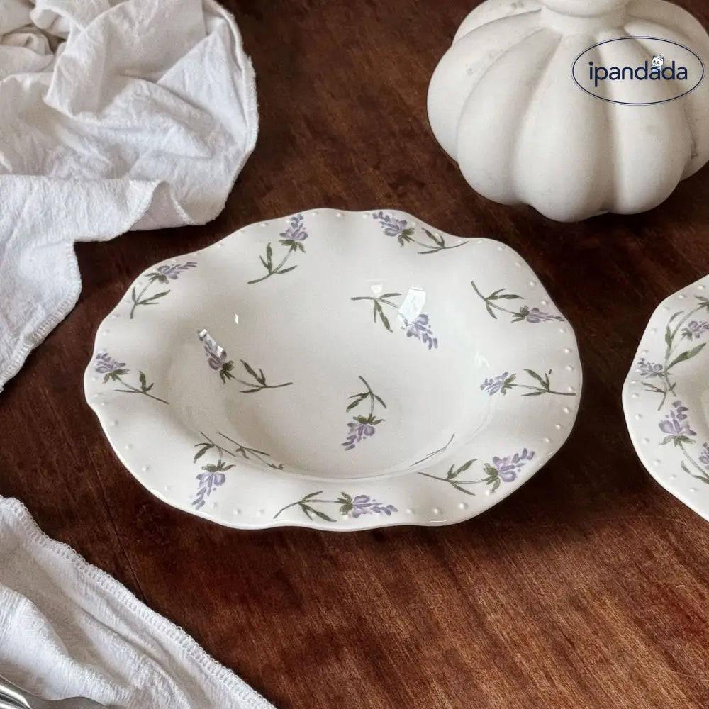 フレンチ ラベンダー セラミック プレート サラダ プレート フルーツ プレート スープ プレート ディープ プレート 家庭用 パスタ プレート ID2879