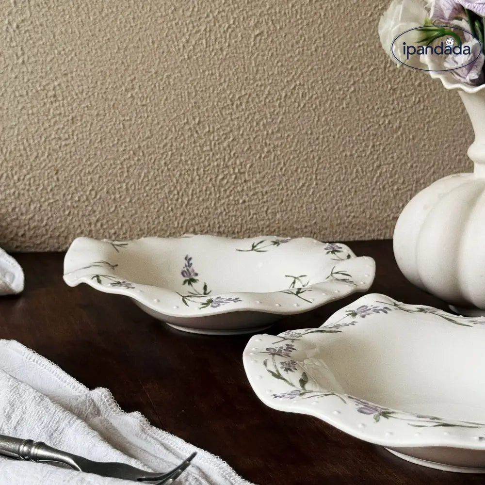 フレンチ ラベンダー セラミック プレート サラダ プレート フルーツ プレート スープ プレート ディープ プレート 家庭用 パスタ プレート ID2879