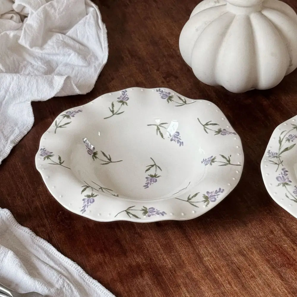 フレンチ ラベンダー セラミック プレート サラダ プレート フルーツ プレート スープ プレート ディープ プレート 家庭用 パスタ プレート ID2879 タイプ① / 22*5cm