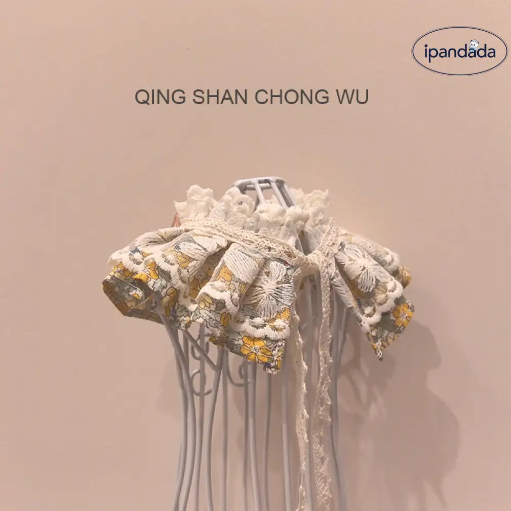 フリル よだれ掛け ペット 猫犬用 ドール 衣装 フラワープリント ネックレス かわいい 高級 プリンセス風 ファッション ID2336