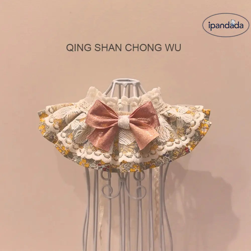 フリル よだれ掛け ペット 猫犬用 ドール 衣装 フラワープリント ネックレス かわいい 高級 プリンセス風 ファッション ID2336