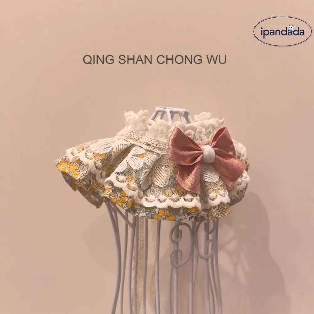 フリル よだれ掛け ペット 猫犬用 ドール 衣装 フラワープリント ネックレス かわいい 高級 プリンセス風 ファッション ID2336