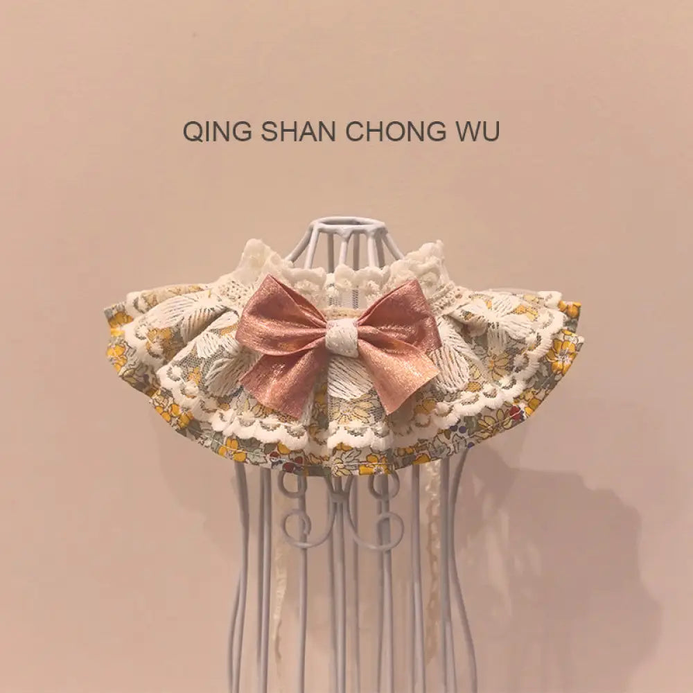 フリル よだれ掛け ペット 猫犬用 ドール 衣装 フラワープリント ネックレス かわいい 高級 プリンセス風 ファッション ID2336 写真通り / XS ペット用品＞ウェア