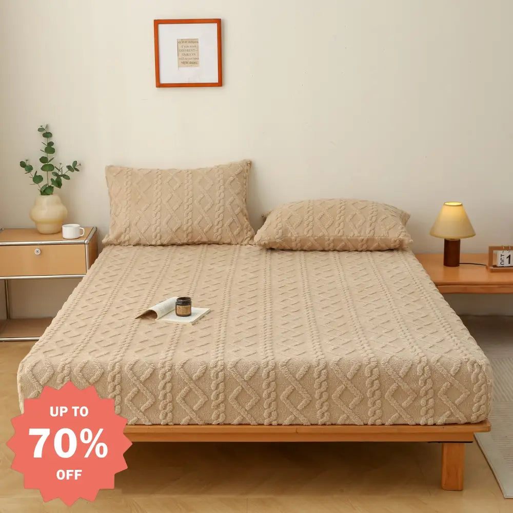 フリース ベッドシーツ 3点セット マットレスカバー コーラルフリース 冬用 厚手 ベッドカバー ID2634