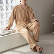 フリース ふわふわ もこもこ男性 パジャマ 秋冬 フリース 加厚 保温 男性用 ルームウェア セット ID2937