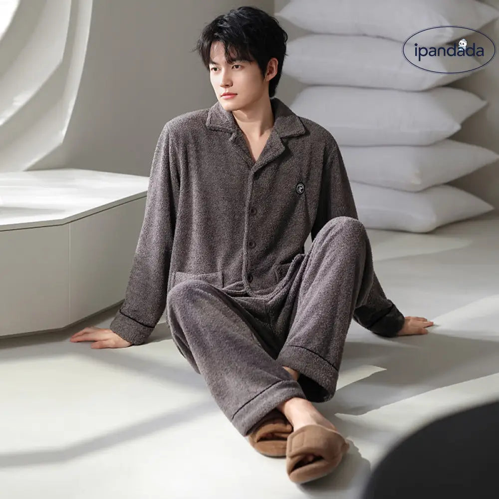 フリース ふわふわ もこもこ男性 パジャマ 秋冬 フリース 加厚 保温 男性用 ルームウェア セット ID2937