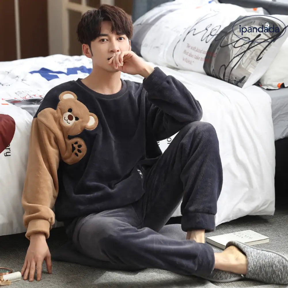 フリース カップル パーカー パジャマ 厚手 保温 フランネル カップル 可愛い カートゥーン 男女 ルームウェア ID2688