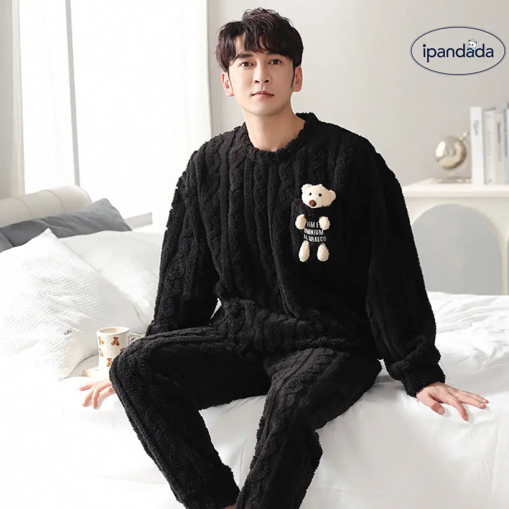 フリース カップル パーカー パジャマ 厚手 保温 フリース カップル 可愛い カートゥーン 男女 ルームウェア ID2689