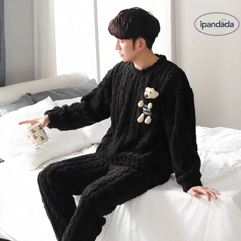 フリース カップル パーカー パジャマ 厚手 保温 フリース カップル 可愛い カートゥーン 男女 ルームウェア ID2689
