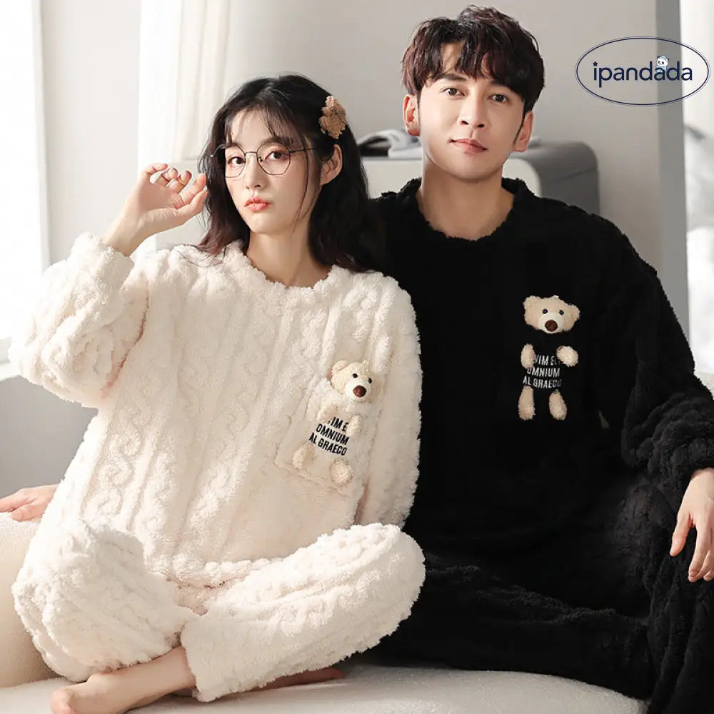 フリース カップル パーカー パジャマ 厚手 保温 フリース カップル 可愛い カートゥーン 男女 ルームウェア ID2689