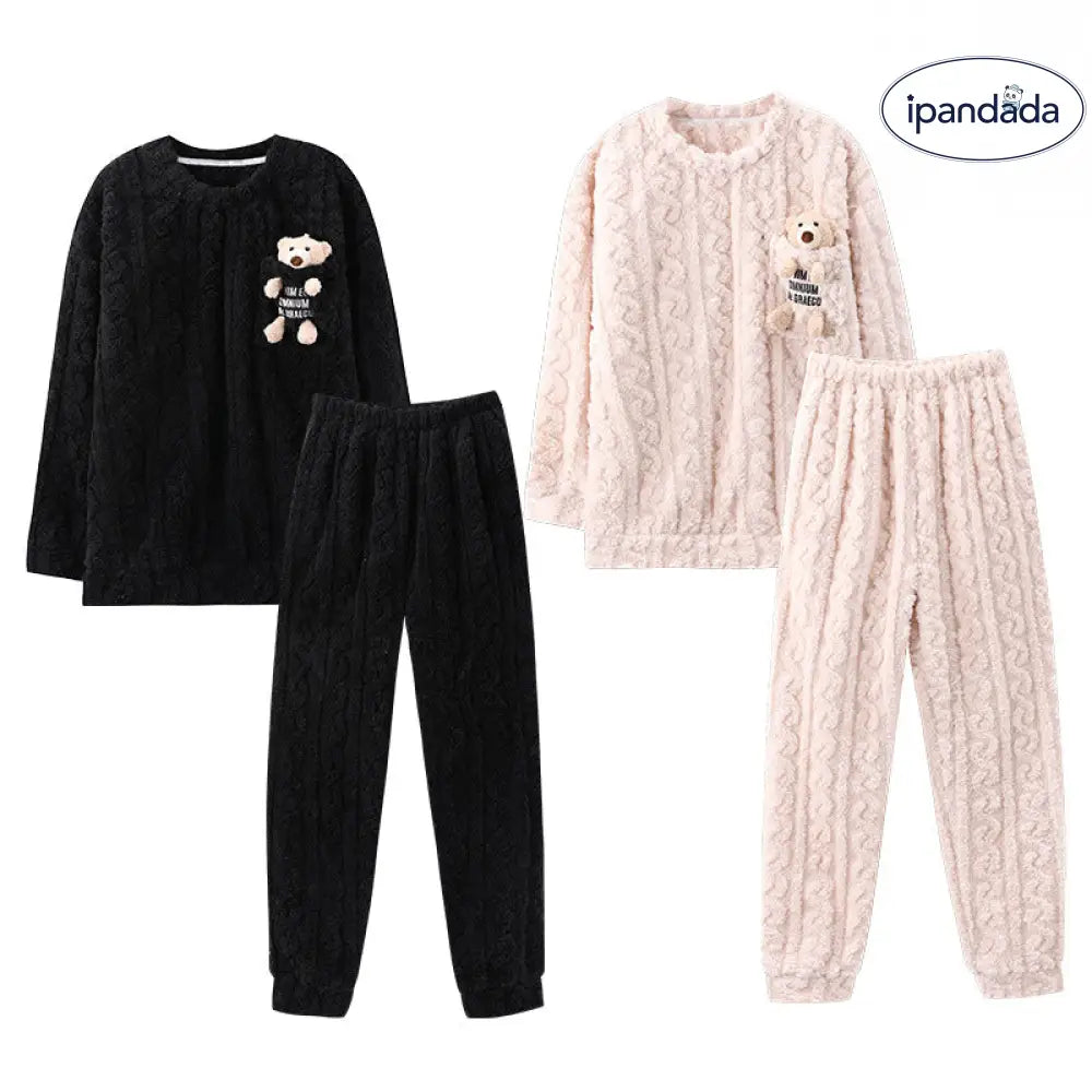 フリース カップル パーカー パジャマ 厚手 保温 フリース カップル 可愛い カートゥーン 男女 ルームウェア ID2689