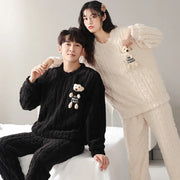 フリース カップル パーカー パジャマ 厚手 保温 フリース カップル 可愛い カートゥーン 男女 ルームウェア ID2689