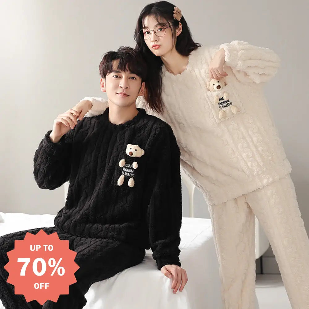 フリース カップル パーカー パジャマ 厚手 保温 フリース カップル 可愛い カートゥーン 男女 ルームウェア ID2689