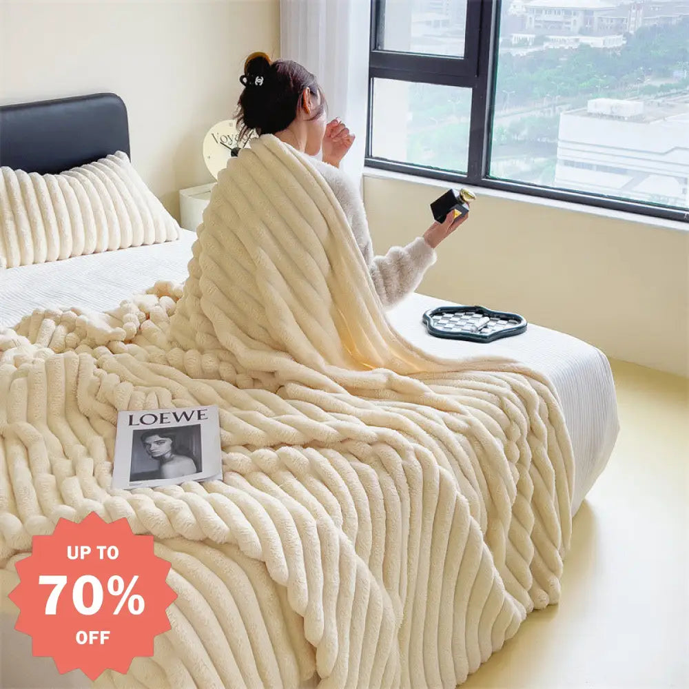 フリース毛布 ストライプ ソファブランケット カジュアルブランケット 秋冬用 寝室 厚手 保温カバー 空調ブランケット 昼寝用 ID2632