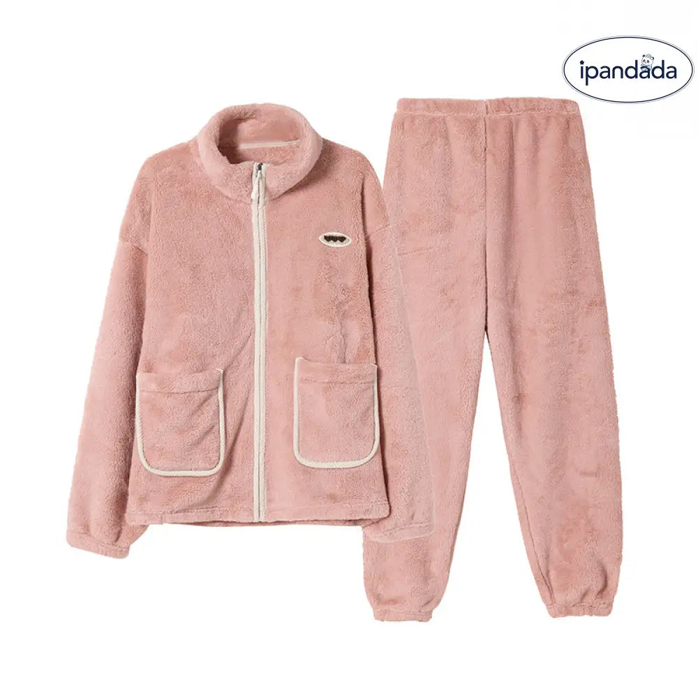 フリース パジャマ 男女兼用 秋冬シーズン 起毛 厚手 フランネル 保温 ルームウェア セットアップ ID2807