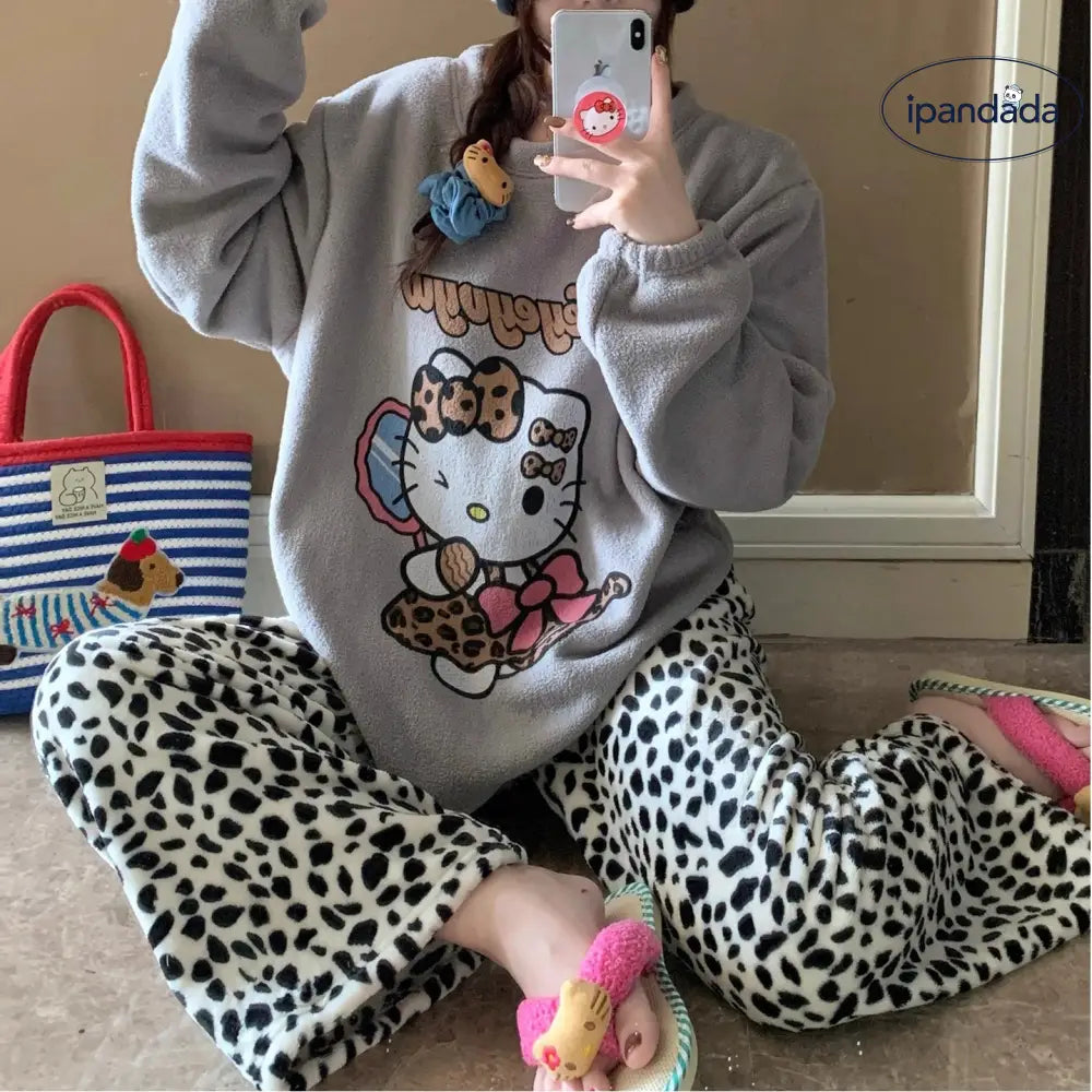フリース パジャマ レディース 冬用 裏起毛 厚手 保温 カートゥーン サンゴフリース ルームウェア 可愛い ID3067