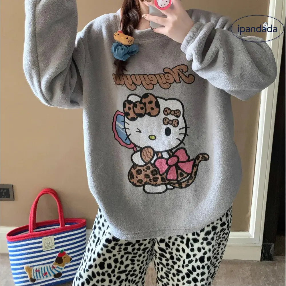 フリース パジャマ レディース 冬用 裏起毛 厚手 保温 カートゥーン サンゴフリース ルームウェア 可愛い ID3067