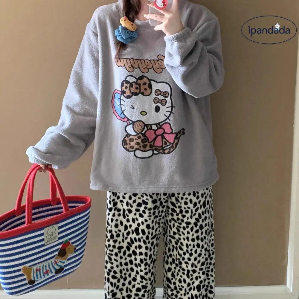 フリース パジャマ レディース 冬用 裏起毛 厚手 保温 カートゥーン サンゴフリース ルームウェア 可愛い ID3067