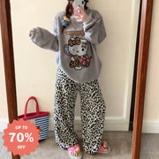 フリース パジャマ レディース 冬用 裏起毛 厚手 保温 カートゥーン サンゴフリース ルームウェア 可愛い ID3067