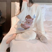 フリース ルームウェア 可愛い クマ ソフト レディース パジャマ セット ID3631