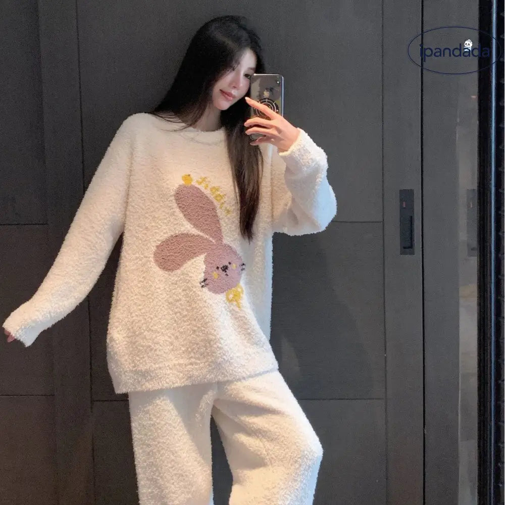 フリース ルームウェア 可愛い クマ ソフト レディース パジャマ セット ID3631