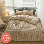 フリース 四点セット 厚手 フリース 布団カバー シーツ 冬用 ベビーフリース 保温 ジッパー 毛布 ID3042 ベージュ / 0.9m（掛けカバー150*200+フラットシーツ180*230+枕カバー1個）