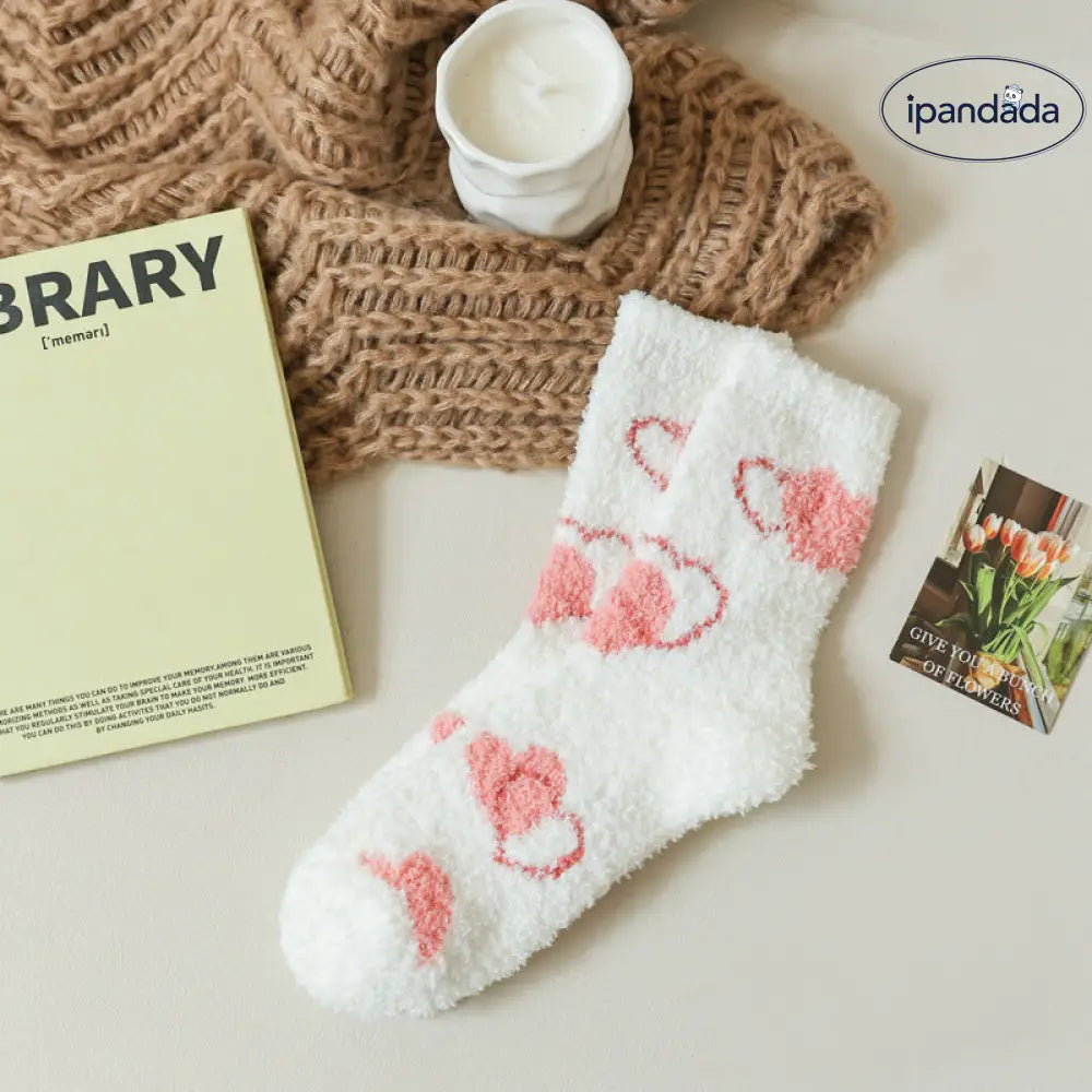 フリース ソックス レディース 秋冬 加厚 ミディアムソックス コーラルフリース 保温 スリープ フロアソックス ID2991 5足セット / フリー