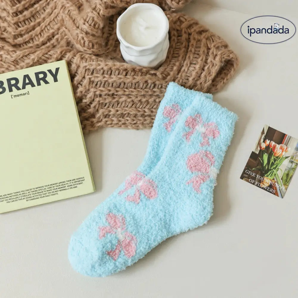 フリース ソックス レディース 秋冬 加厚 ミディアムソックス コーラルフリース 保温 スリープ フロアソックス ID2991 5足セット / フリー