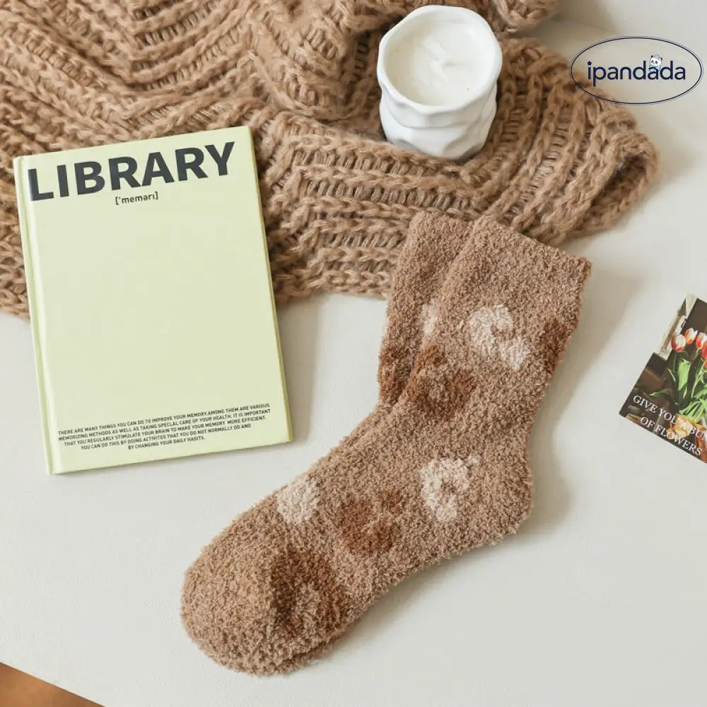 フリース ソックス レディース 秋冬 加厚 ミディアムソックス コーラルフリース 保温 スリープ フロアソックス ID2991 5足セット / フリー