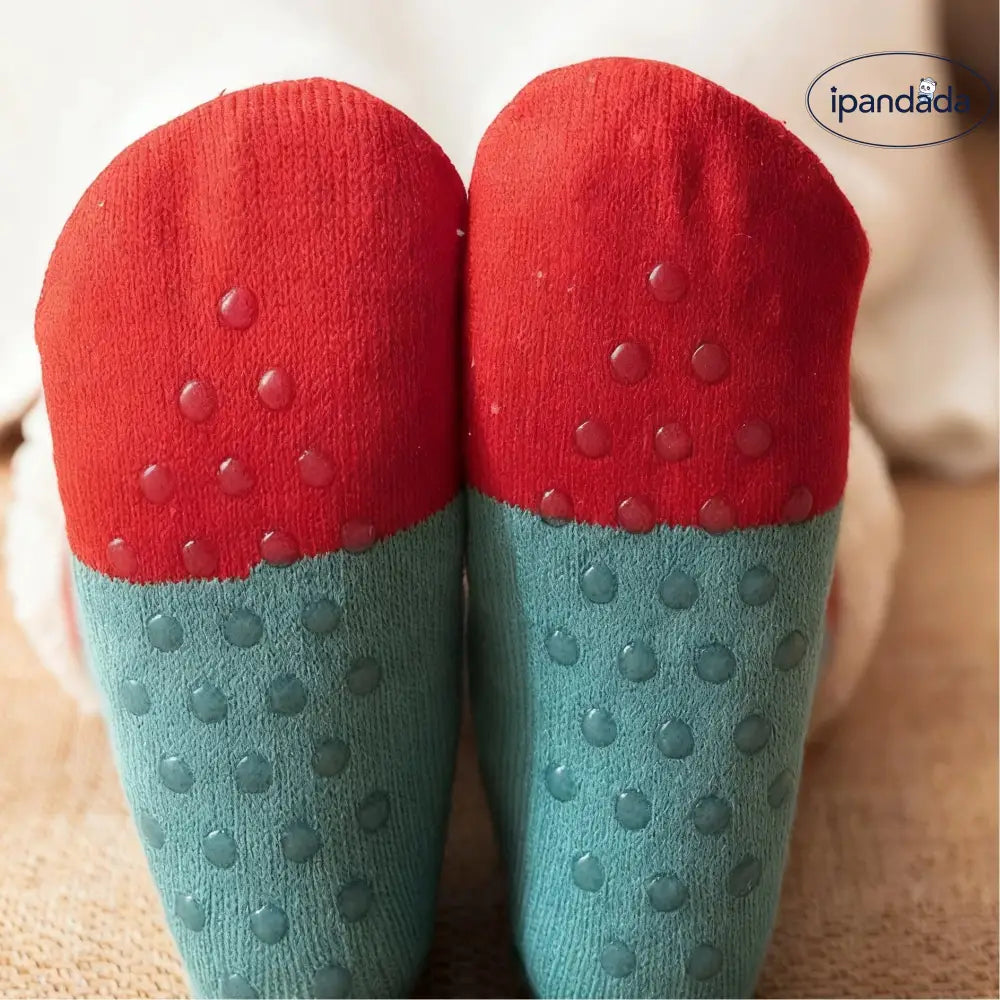 フロアソックス 秋冬 サンタ 靴下 レディース フリース 厚手 保温 ロング ムートン ルームソックス 滑り止め 大人 ギフト ID2961