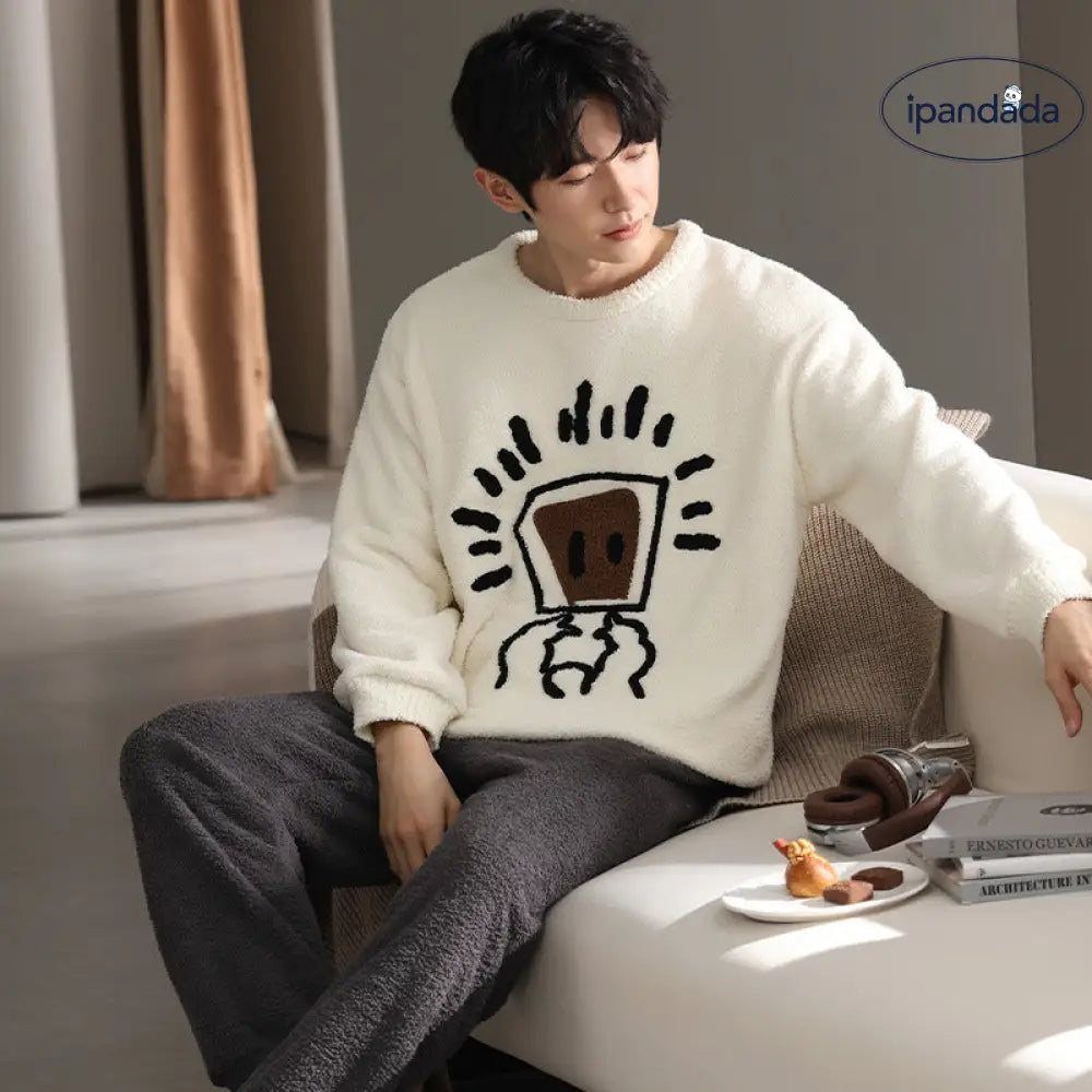 ふわふわ フリース パジャマ メンズ 秋冬 加厚 フリース コーラルフリース ルームウェア ID2995