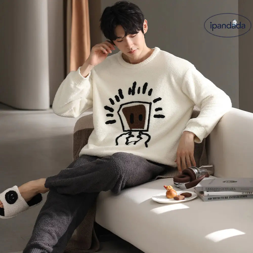 ふわふわ フリース パジャマ メンズ 秋冬 加厚 フリース コーラルフリース ルームウェア ID2995