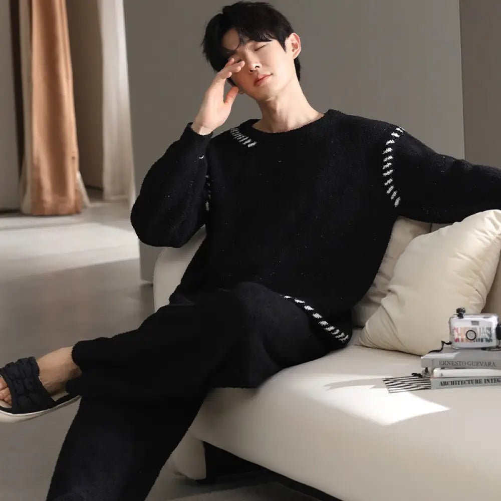 ふわふわ フリース パジャマ メンズ 秋冬 加厚 フリース コーラルフリース ルームウェア ID2995 タイプ⑤ / L