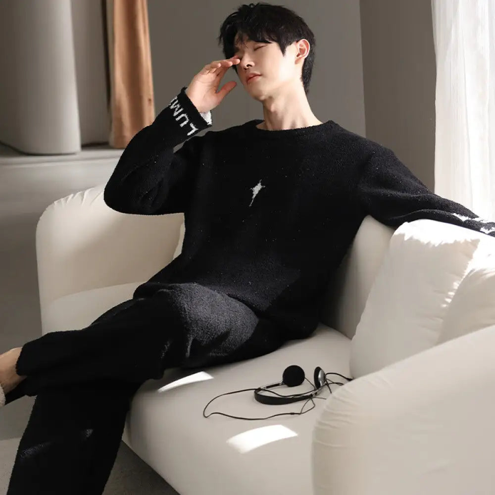 ふわふわ フリース パジャマ メンズ 秋冬 加厚 フリース コーラルフリース ルームウェア ID2995 タイプ③ / L