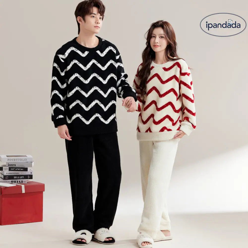 フリース 冬用 パジャマ レディース 厚手 保温 カップル用 コーラルフリース 長袖 秋冬 部屋着 セット ID2538