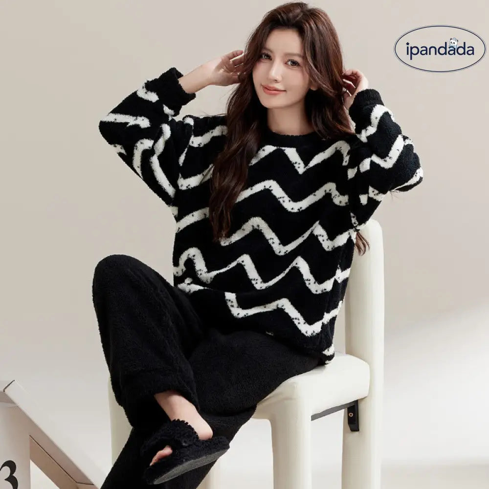 フリース 冬用 パジャマ レディース 厚手 保温 カップル用 コーラルフリース 長袖 秋冬 部屋着 セット ID2538